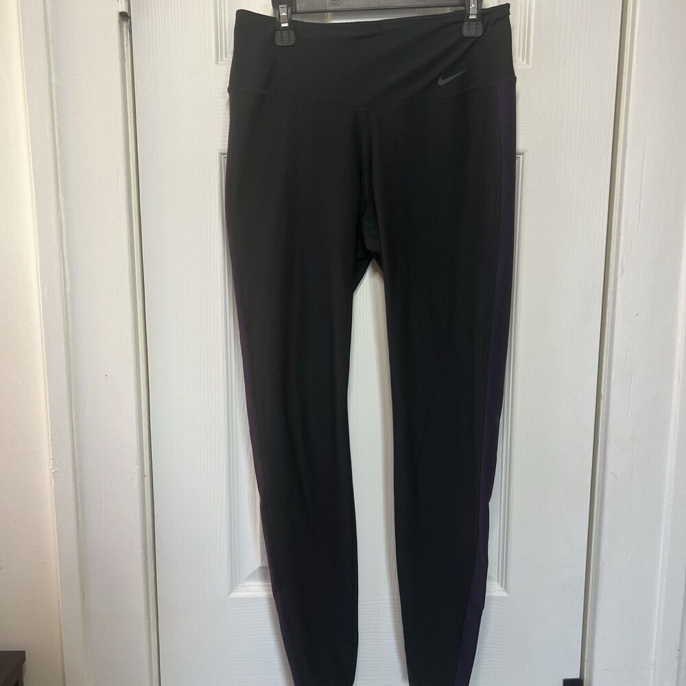 Nike Dri-Fit Women's Leggings Size S Black Purple Accents Workout Yoga Pants
